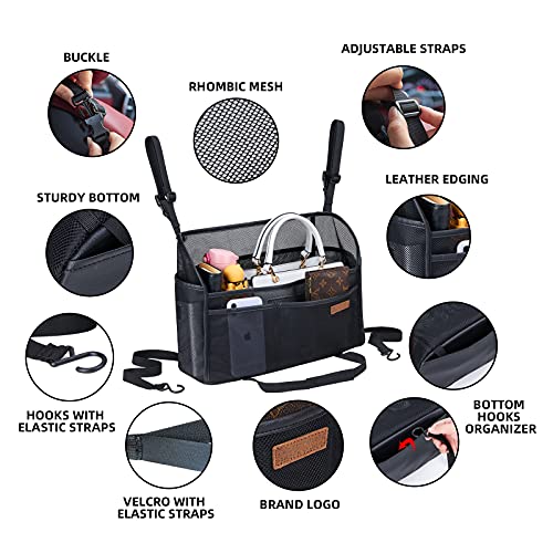 Wllwoo Car Net Pocket Handbag Holder Between Seats Back Storage Organizer Purse Holder For Console Front Seat Storage Barrier #TOP6