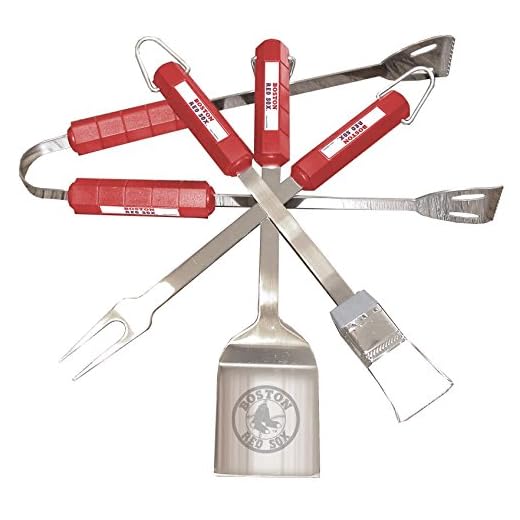 MLB 4-Piece BBQ Grilling Utensil Set, Red Sox