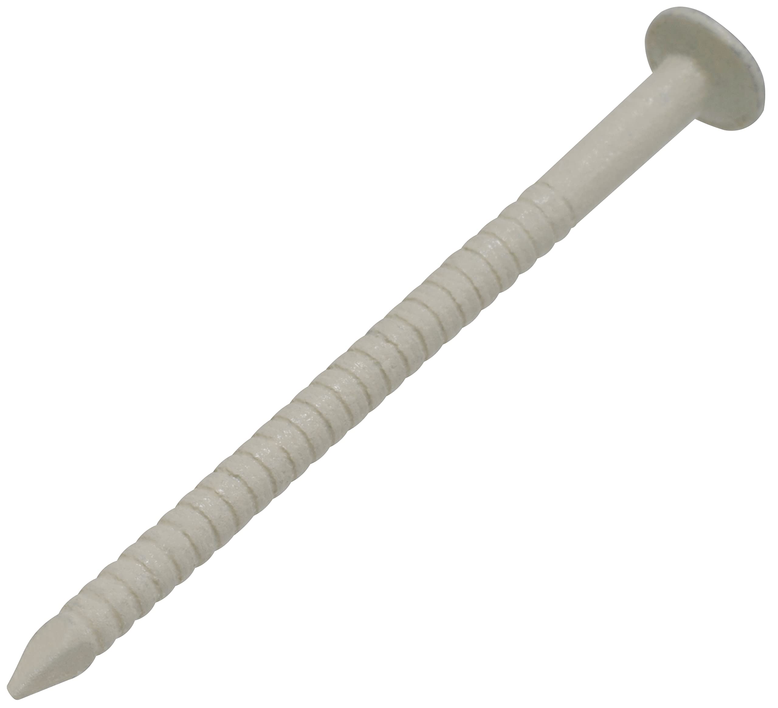 AERZETIX - C64827 - Set di 25 chiodi zigrinati a testa piatta Ø2.3x37mm - chiodo con gambo ad anello - in acciaio A2 - colore avorio - fissaggio lamiere pannelli facciate grondaie legno