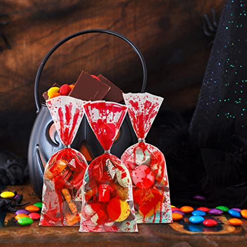 Diyasy Halloween Cellophane Candy Bags, 150 Pack Treat Goodie Bags For Kids Plastic Goody Snack Bag Bulk Party Favors With 180 Twist Ties #TOP5