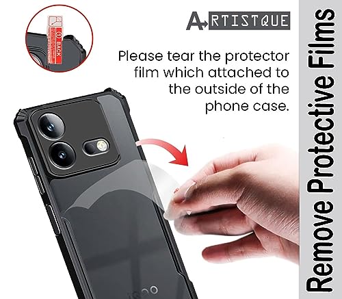 Image of A rtistque Clear Hard Transparent Acrylic Armor Anti-Drop Shockproof TPU Edge Back Cover Case for iQOO Neo 8 5G - Black