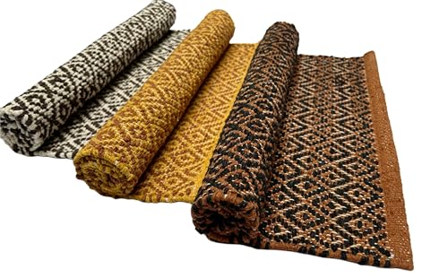 Image of House2Home 100% Cotton Door Mat | 3Pc. Combo | 40x60cm | Side Binding - Available in Multi Color Combination