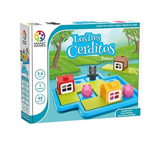 Smart Games - Los Tres Cerditos | Juegos Educativos Niños 3 Años | Juegos De Mesa | Puzzles Infantiles 3 Años | Rompecabezas Niños | Juegos De Mesa Niños 3 años | 48 Desafíos