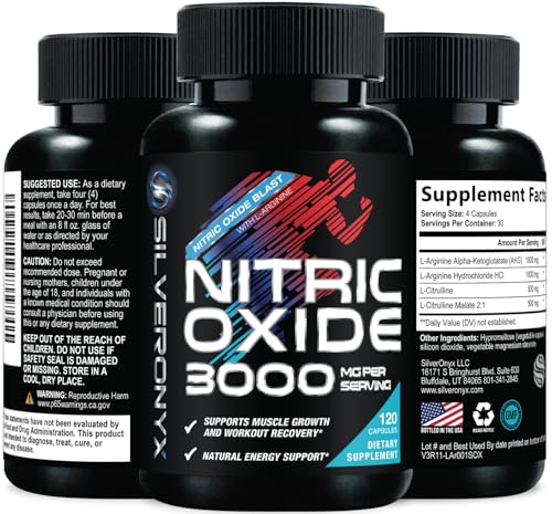 Image of Extra Strength Nitric Oxide Booster - 3X Strength L-Arginine AKG & Citrulline Malate - Men & Women Premium Pre Workout Nitric Booster - Natural Energy & Muscle Support, Bottled in USA - 120 Capsules