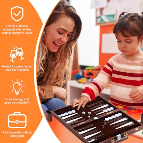 Backgammon voyage 11 pouces : jeu de société portable avec poignée