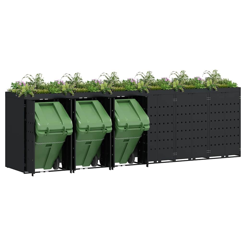 Genérico Almacenamiento de Cubos Wheelie para 6 Cubos Negro,Casa y jardín,Productos del hogar,Accesorios para contenedores de residuos,Soportes para contenedores de residuos-3394742