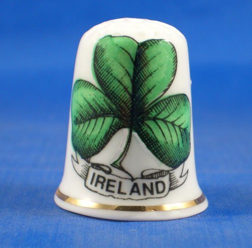 Dé à coudre en porcelaine à collectionner Motif trèfle irlandais
