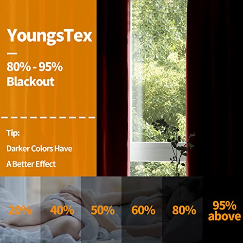 Image of YoungsTex Red Blackout Curtains for Living Room - 72 Inch Length Thermal Insulated Drapes with Grommet Room Darkening for Bedroom Dining Light Blocking, 2 Panels, 42 x 72 Inch
