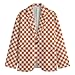 Men's Orange & White Checkered Blazer, Fun Novelty Print, Caro Pattern, Stylish Casual Wear, Party Outfit, Fashionable Jacket for Men