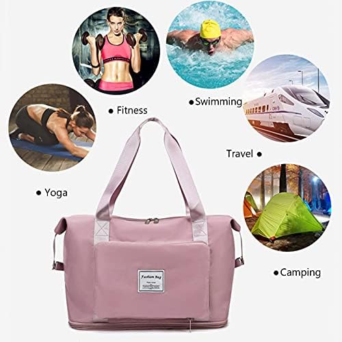 Macl Large Capacity Folding Travel Bag,Portable Travel Lightweight Waterproof Oxford Duffel Fabric Bag,Dry&Wet Separation Overnight Shoulder Bag,Carry Luggage Bag for Expandable Weekender Sports, Gym, Vacation (Red) 2 Macl Large Capacity Folding Travel Bag,Portable Travel Lightweight Waterproof Oxford Duffel Fabric Bag,Dry&Wet Separation Overnight Shoulder Bag,Carry Luggage Bag for Expandable Weekender Sports, Gym, Vacation (Red)