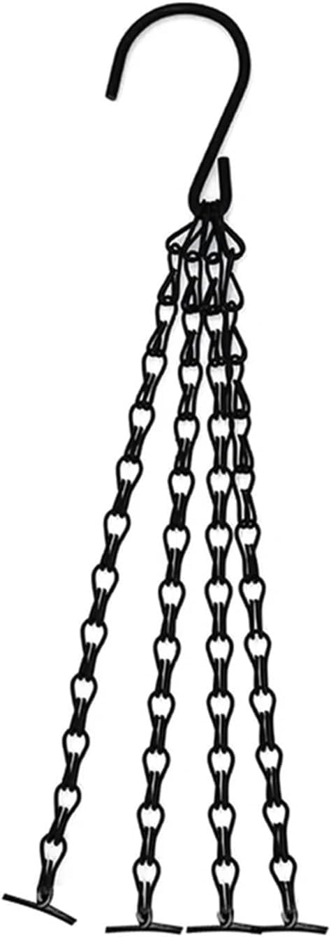 ESESE Hanging Plants Flower Basket Chain with Hooks,1/3Pcs Pendant 14" Pot 4 Strand Chains Plant Hangers For Bird Feeders, Planters(Black1pc)