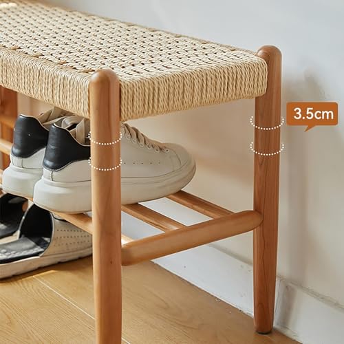Banc robuste en bois pour entrée chic avec banquette de rangement intégrée - 8