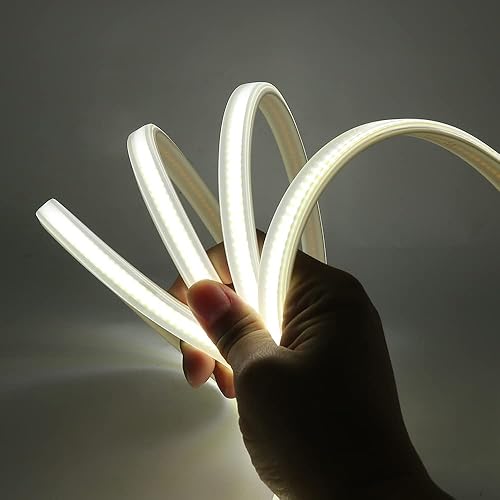 Miniatura 9 de HEGEHE Tira de luz LED COB flexible de 13.1 ft13.1 pies, tiras de luz LED FOB flexibles, AC110V 288 LEDsm luz diurna blanca 6000K impermeable IP65