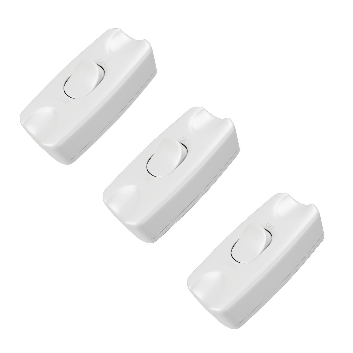 rhinocables In-Line Rocker Switch 2 Amp 2 Core Flex Cable For Small Appliances Floor and Table Lamps (3, White) โ image 1