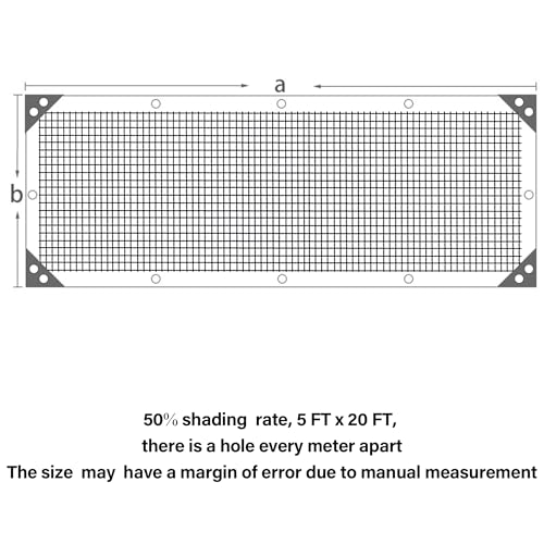 Image of winemana Black Shade Cloth 50%, 5x20 FT Mesh Tarp - Garden Shade for Greenhouse, Patio, Vegetables, Plants Cover and Chicken Coops, Sun Shade Net for Outdoor Protection with Reinforced Grommets
