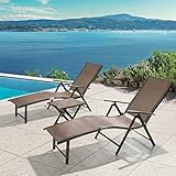 Crestlive Products Folding Patio Chaise Lounge Chair for Outside, Set of 2 with Table, Aluminum...