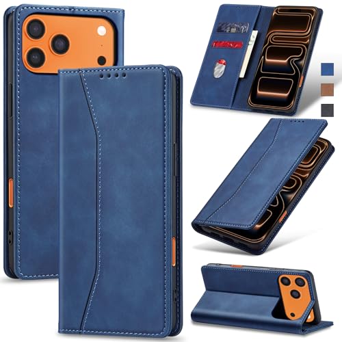 Image of Jasonyu Flip Wallet Case for iPhone 18 Pro Max /17 Pro Max,Blue