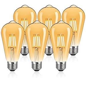 ZIKEY Vintage E27 Ledlampen, ST64 LED-gloeilamp, Warm wit 2700K, 4W (equivalent van 40W), 420lm, retro Edison-lamp, Niet…