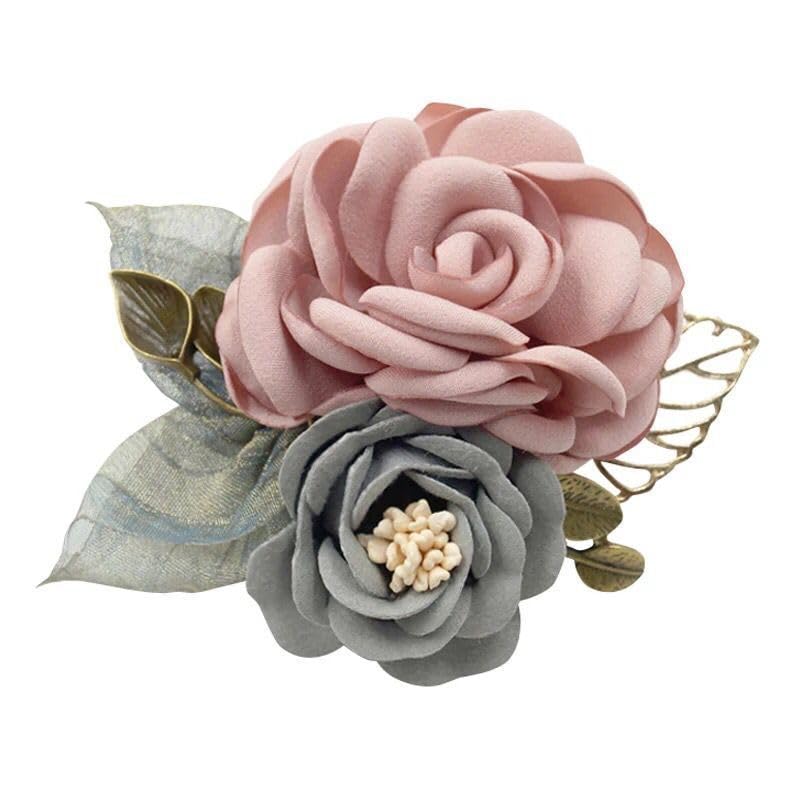 Women's Fashionable Rose Flower Brooch, Versatile Pin for Outfits (Pink)