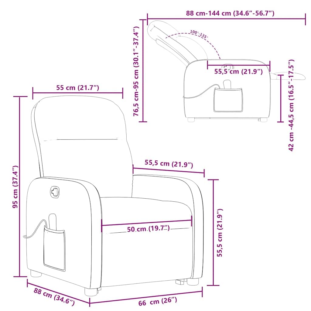 vidaXL Sillón de Masaje reclinable de pie de Tela Gris Nube