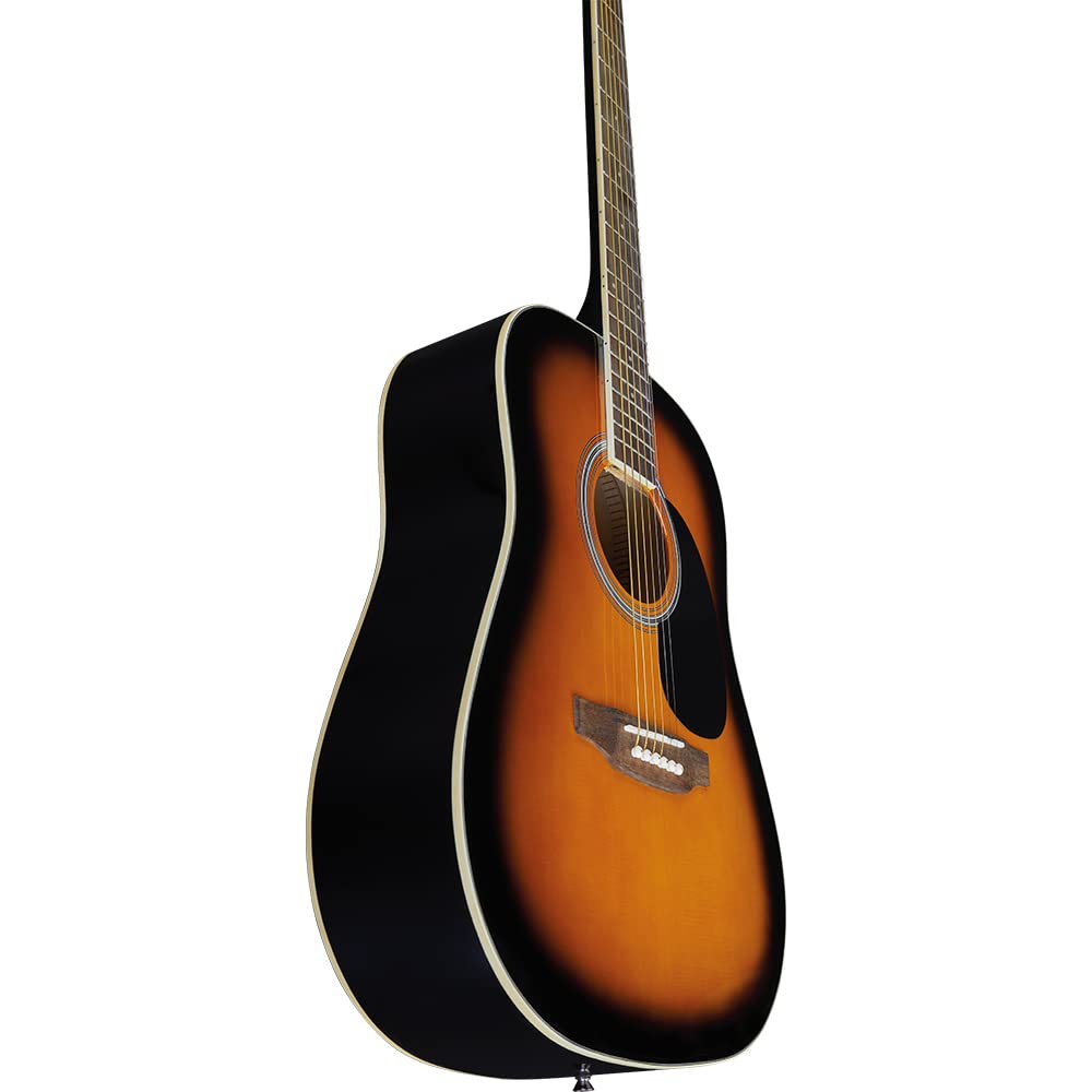 Spencer by Eko - SA-10 Sunburst Akustikgitarre mit Dreadnought-Form, Top aus Fichte, Bänder und Boden aus Lindenholz, Griff aus Okoumé, Griffbrett aus South American Roupana, Sunburst-Farbe