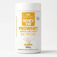 Whey Protein 3w Nutra Gold Zero Lactose Pote 900g com 32g de Proteina por dose (900, Leitinho)