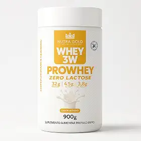 Whey Protein 3w Nutra Gold Zero Lactose Pote 900g com 32g de Proteina por dose (900, Leitinho)