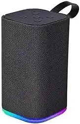 Caixa de Som Bluetooth, Excelentes Graves, Rádio FM, Entrada USB, Micro USB e Entrada Aux para Cabos P2, Alcance 10M, Led Colorido RGB em 7 Cores- Distribuição Exclusiva QH Shopp (Preto)