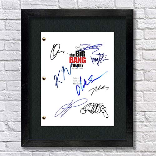 The Big Bang Theory TV Cast Autographed Signed Reprint 8.5x11 Script Framed 13x15 Jim Parsons, Johnny Galecki, Kunal Nayyer, Simon Helberg, Kaley Cuoco, Melissa Rauch, Mayim Bialik