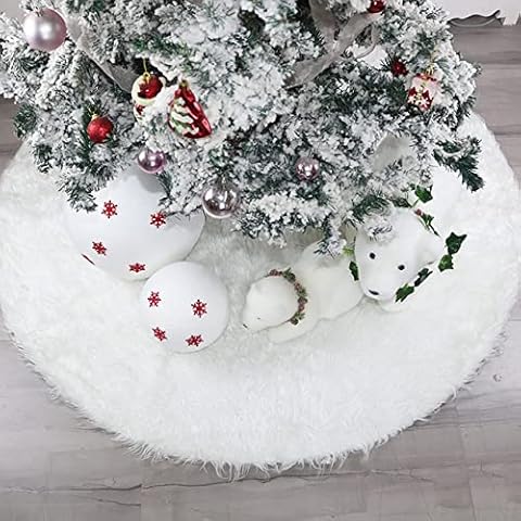 IKAPE 80 Inch Faux Fur Tree Skirt Cover
