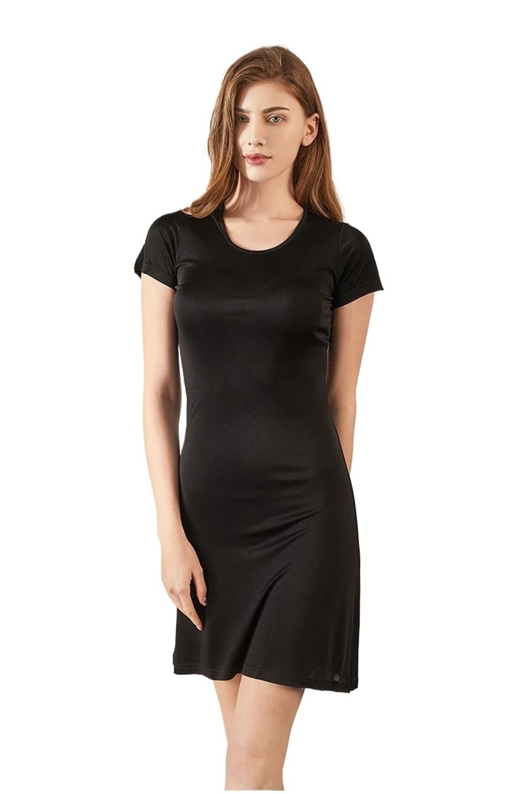 Pigiama da Donna in Seta imitata 70% Viscosa, Camicia Notte Estiva a Maniche Corte, Pigiama, Abbigliamento casa