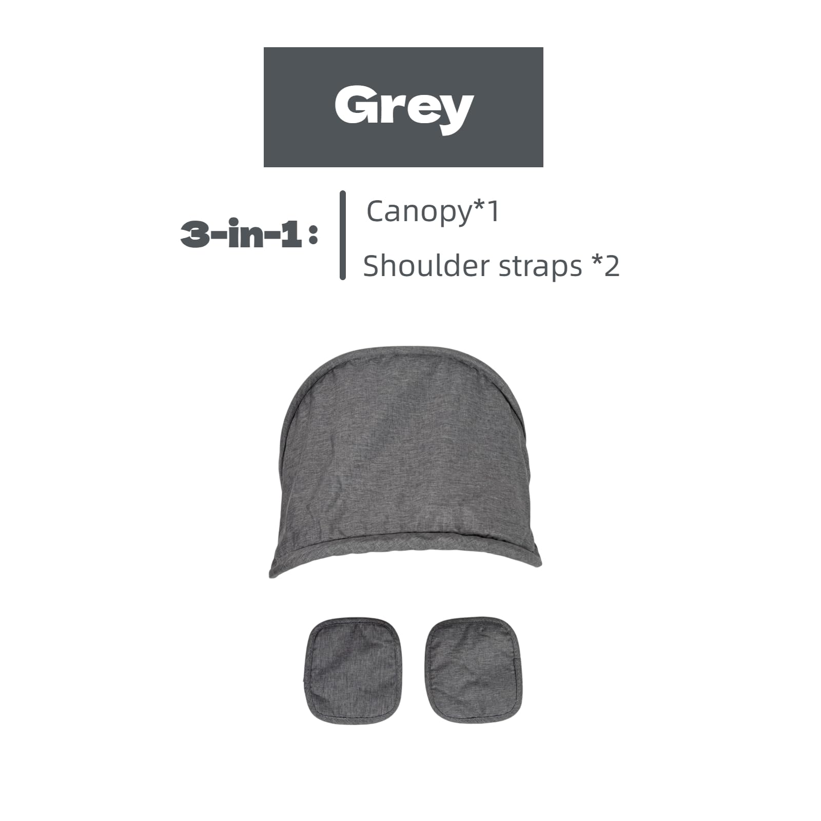 Compatible with Doona Canopy Replacement, Doona Hood Replacement for Doona Car Seat Stroller, Thick Wrinkle-Resistant Sun Shade Cover with Elastic Fasteners & Safety Seat Belt Pads (Grey) — view 9