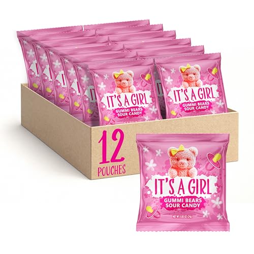 Its a Girl Candy Gummi Bears Pink Candy for Baby Shower Favors 12 Packs