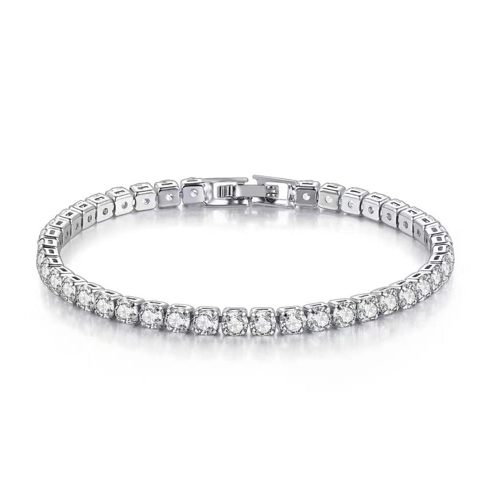Vientiq Silver-Plated Crystal Stones Heart Bracelet for Women/Girl's