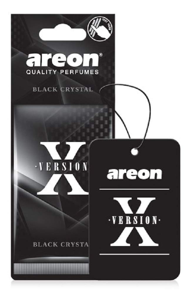 AREON X AXV10 Hanging Best Car Air Freshener Black Crystal Scent, Paper Hanging Ornaments, Long Lasting Scent for Car or Home -12 Pack