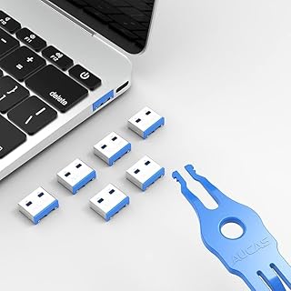 AUCAS USB Port Blocker - Pack of 10, Blue with Key,Dust and Moisture Proof