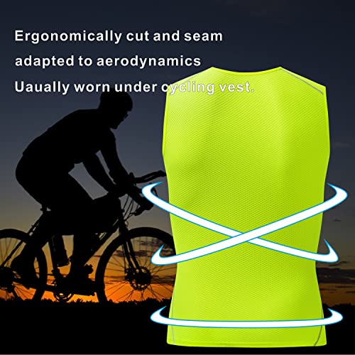 Bpbtti Men's High Wicking Sleeveless Base Layer Cycling Running Undershirt Quick Dry Vests Lightweight Sports Tank Tops Neon Yellow L #TOP3