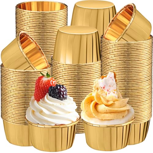 Image of 450 Pack Gold Cupcake Liners Bulk Disposable Foil Muffin Cup