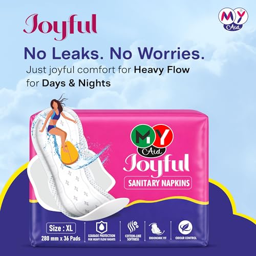 Image of JOYFUL Sanitary Pads for Women - 36 Pieces | Soft, Comfortable, Leak-Proof, Rash-Free & Odour Control Pads