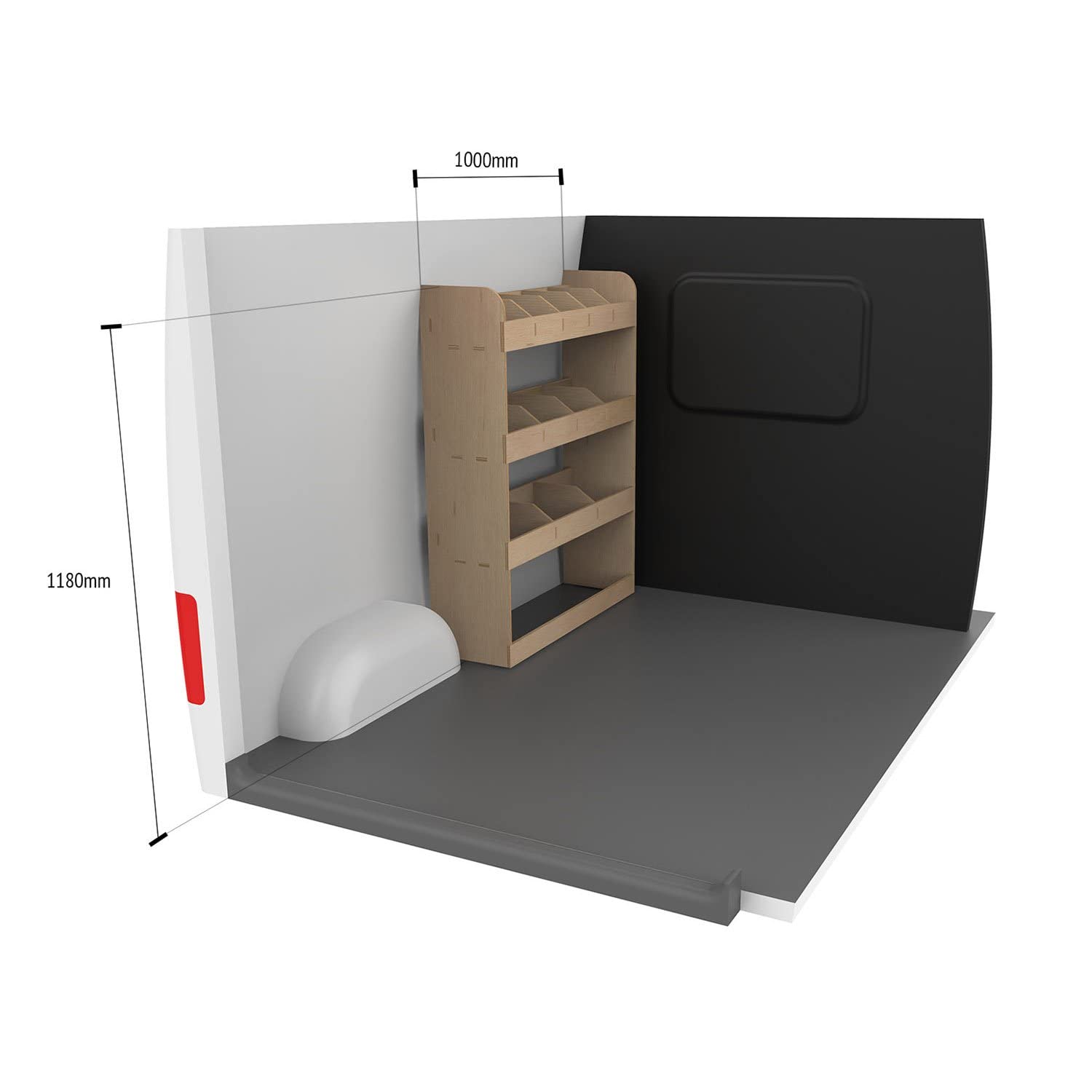 Vanify - Kompatibel mit Ford Transit Custom L1 2012+ Fahrzeugeinrichtung Fahrzeugregale, Fahrerseite vorne Regal