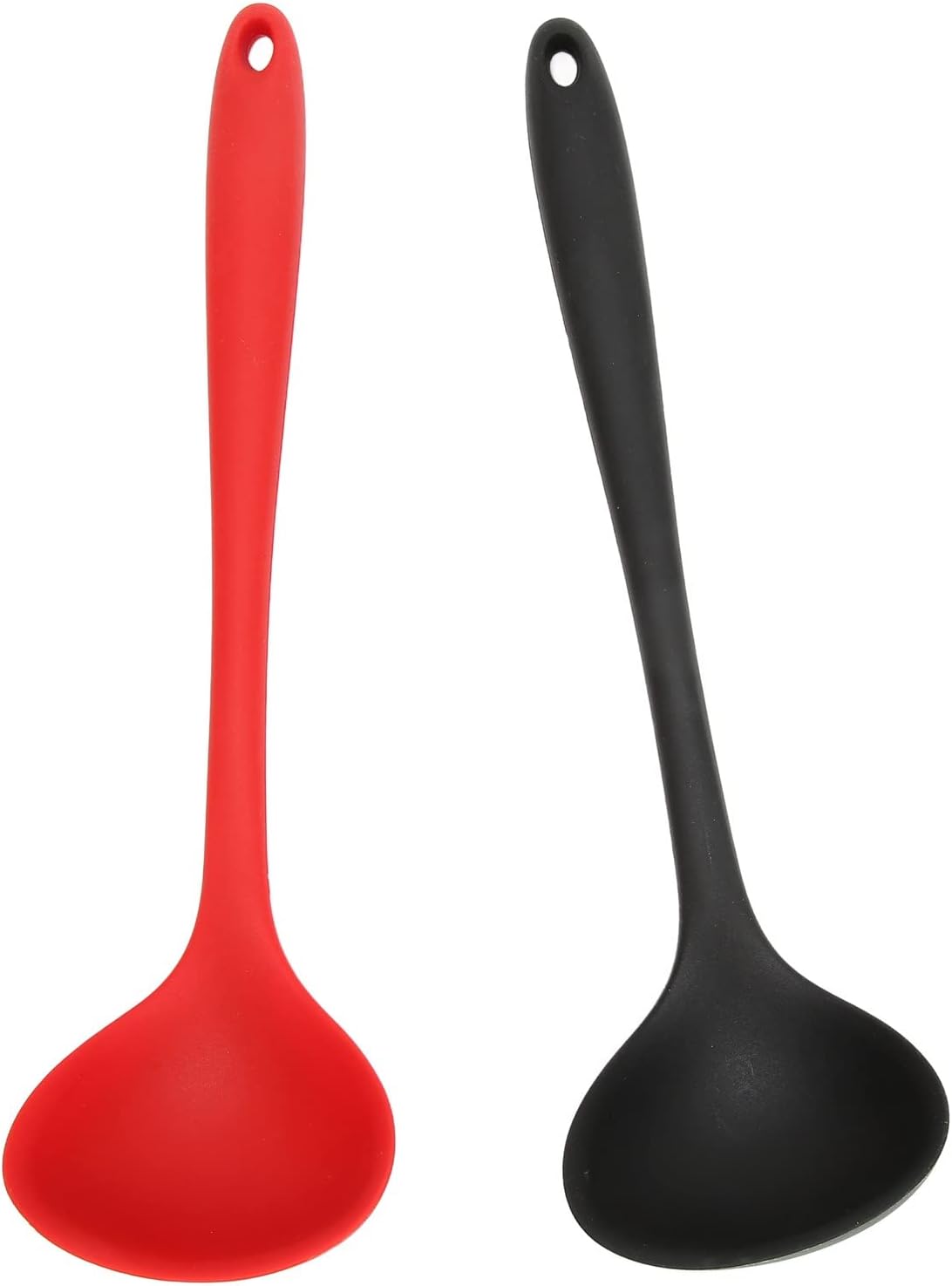 MaGiLL Silicone Soup SpoonSilicone LadleSilicone Soup LadleSilicone SpoonSmall Silicone Ladle2pcs Silicone Soup Spoon Multifunctional Black Red Silicone Ladle Kitchen Cooking Sp