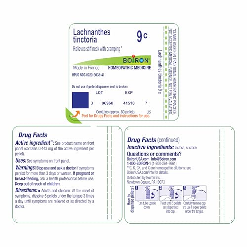 Boiron Lachnanthes Tinctoria 9C for Stiff Neck with Cramping - 80 Pellets - image 9