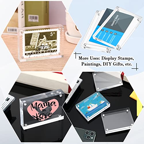 Xuhal Acrylic Business Card Frame 2.5 X 3.5 Inch Clear Double Sided Block Set, 20Mm Thickness Frameless Magnetic Photo Frames Stamp Display Stand For School Home Office Decorating Supplies (12 Pcs) #TOP5
