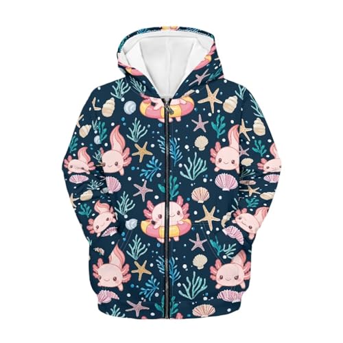 Girls Full Zip Hoodie Casual Long Sleeve Hooded Sweatshirts Cute Fall Winter Jackets with Pockets for 5-14 Years