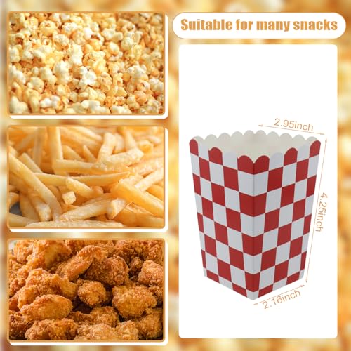 Image of 50 Pcs Popcorn Boxes Mini Paper Popcorn Box Cardboard Popcorn Container for Party Disposable Snack Candy Popcorn Bags Popcorn Holder for Movie Nights Birthday Wedding (Red Checkered)