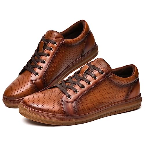 Image of Arkbird Casual Sneakers, Breathable Lace-Up Leather Walking Shoes Comfortable Fashion Sneakers for Men Daily Work