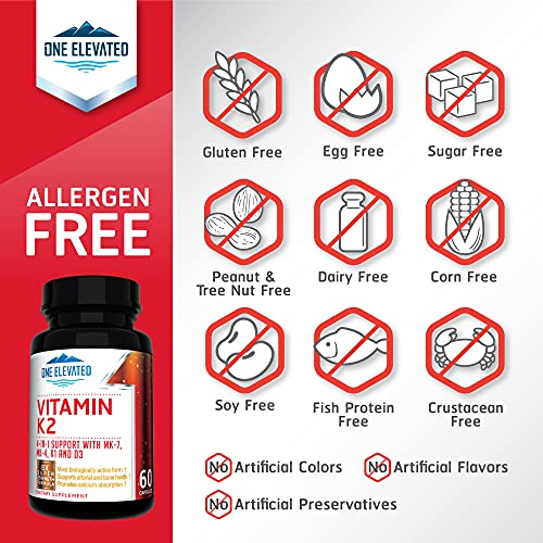 8X Strength Natural Vitamin K2 Formula. Provides 4-In-1 Support With Mk-7, Mk-4, K1 And D3 With Maximum Absorption For Stronger Bones And Cardiovascular Health 60 Capsules #TOP3