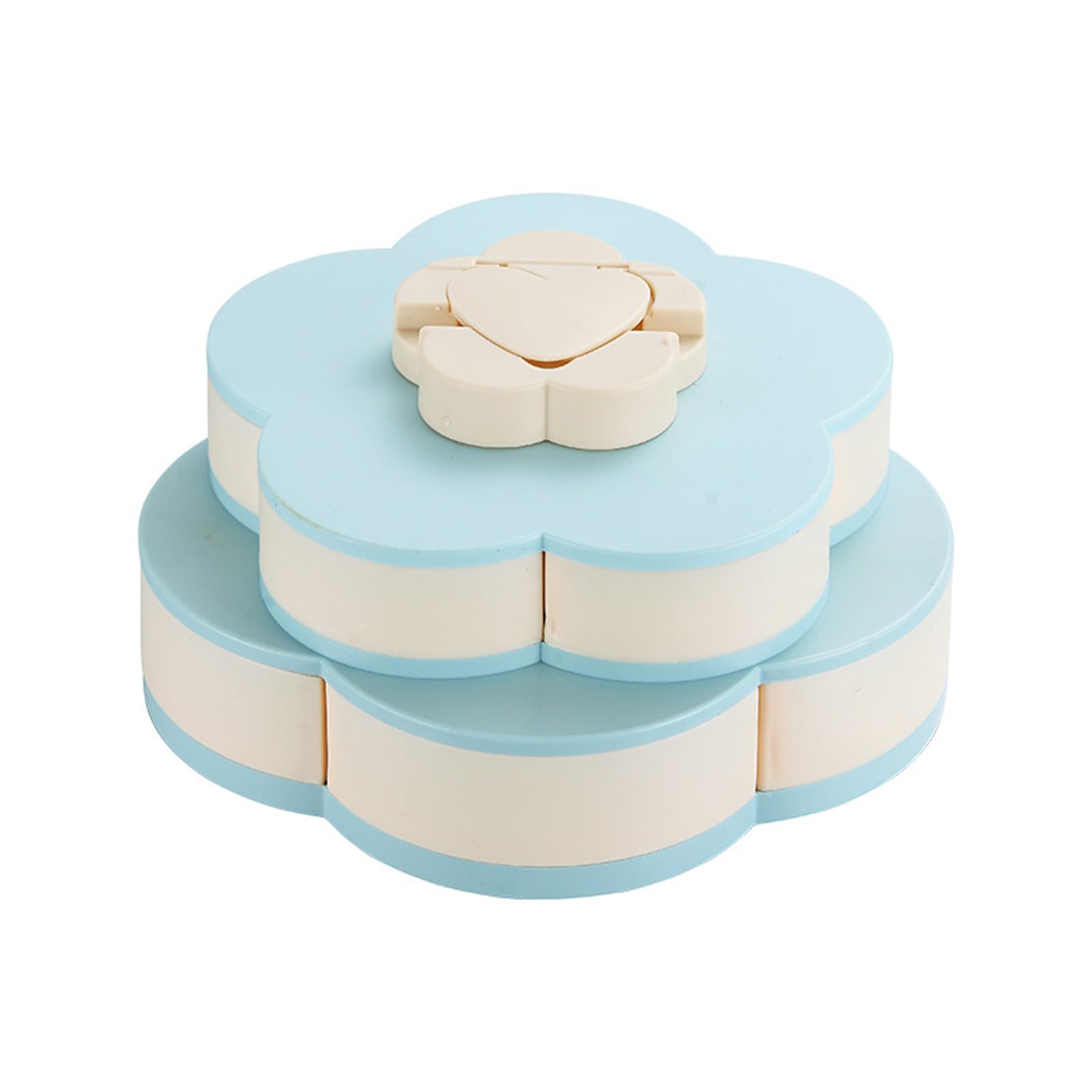 Stackable Rotating Serving Tray Multi Compartments Phone Stand for Outdoor Treat with Lid