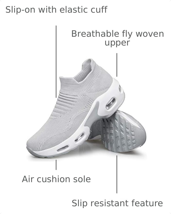 Image of DOUSSPRT Womens Walking Shoes Slip on Sock Sneakers Lady Girls Nurse Mesh Air Cushion Platform Loafers Fashion Casual