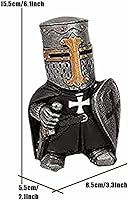 Vista 2 de Decoraciones de gnomos de jardín, figuras de estatua de caballero medieval, templario, cruzado, armadura de guardia, patio, césped, decoración